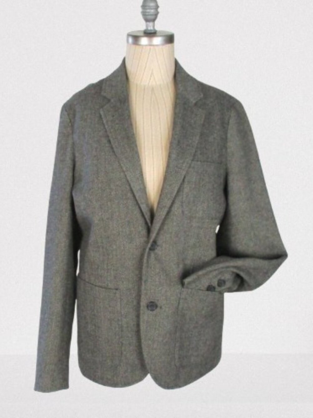 GAP Mens Grey Herringbone Tweed Blazer Jacket Vintage Patch Pockets Size S